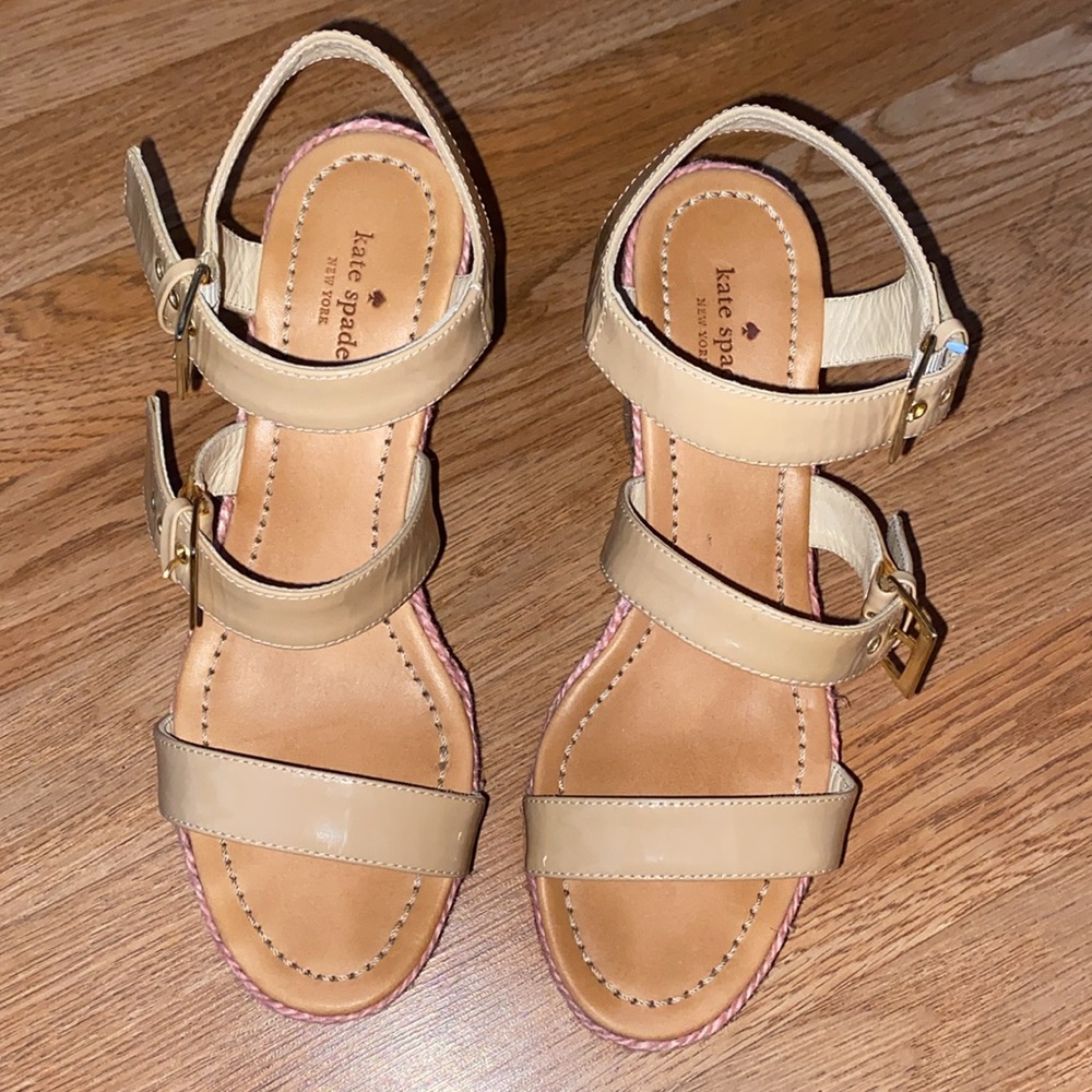 Kate Spade Lindsay Rainbow Wedge Gold Espadrille Sandals